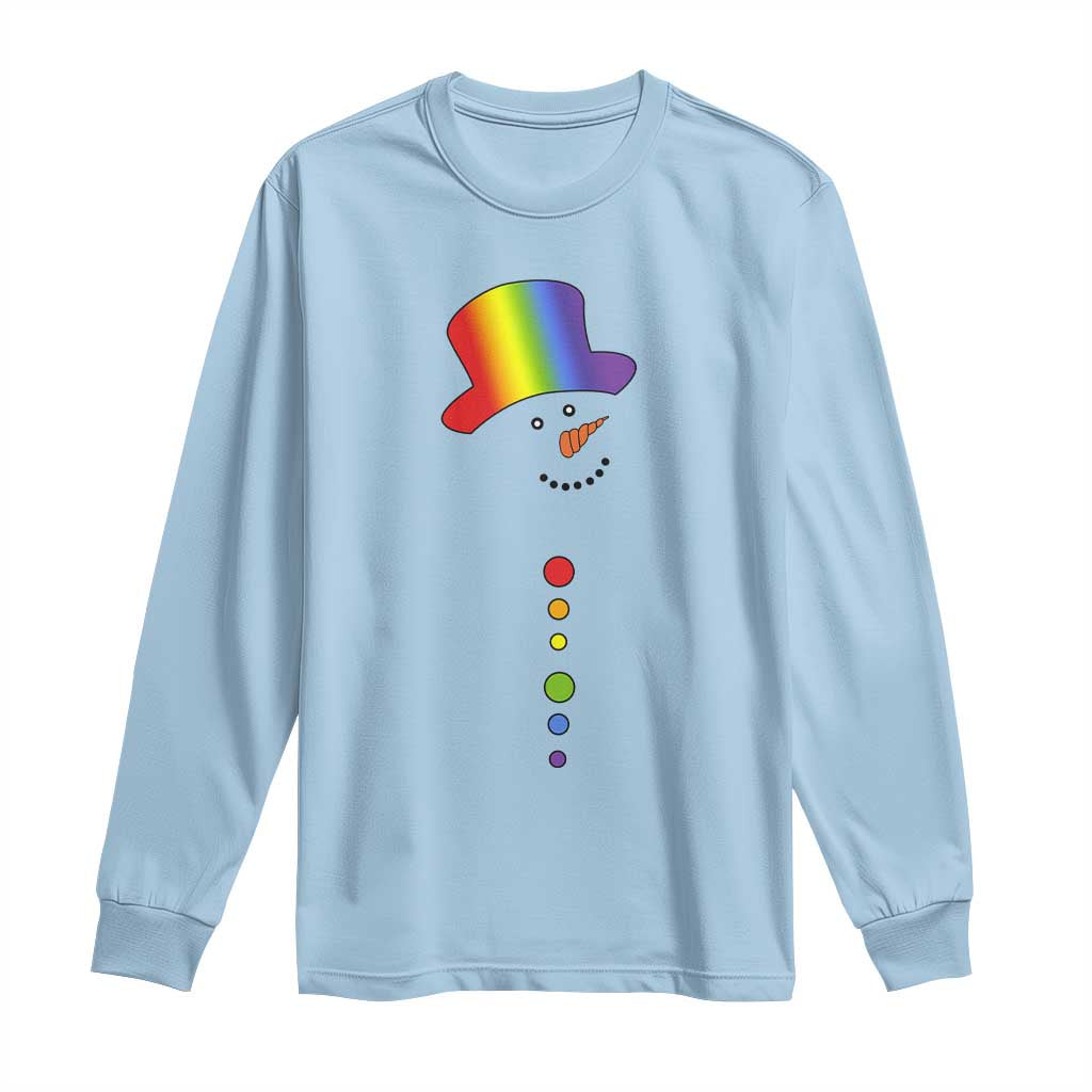 LGBTQ Christmas Long Sleeve Shirt Rainbow Gay Pride Holiday Snowman