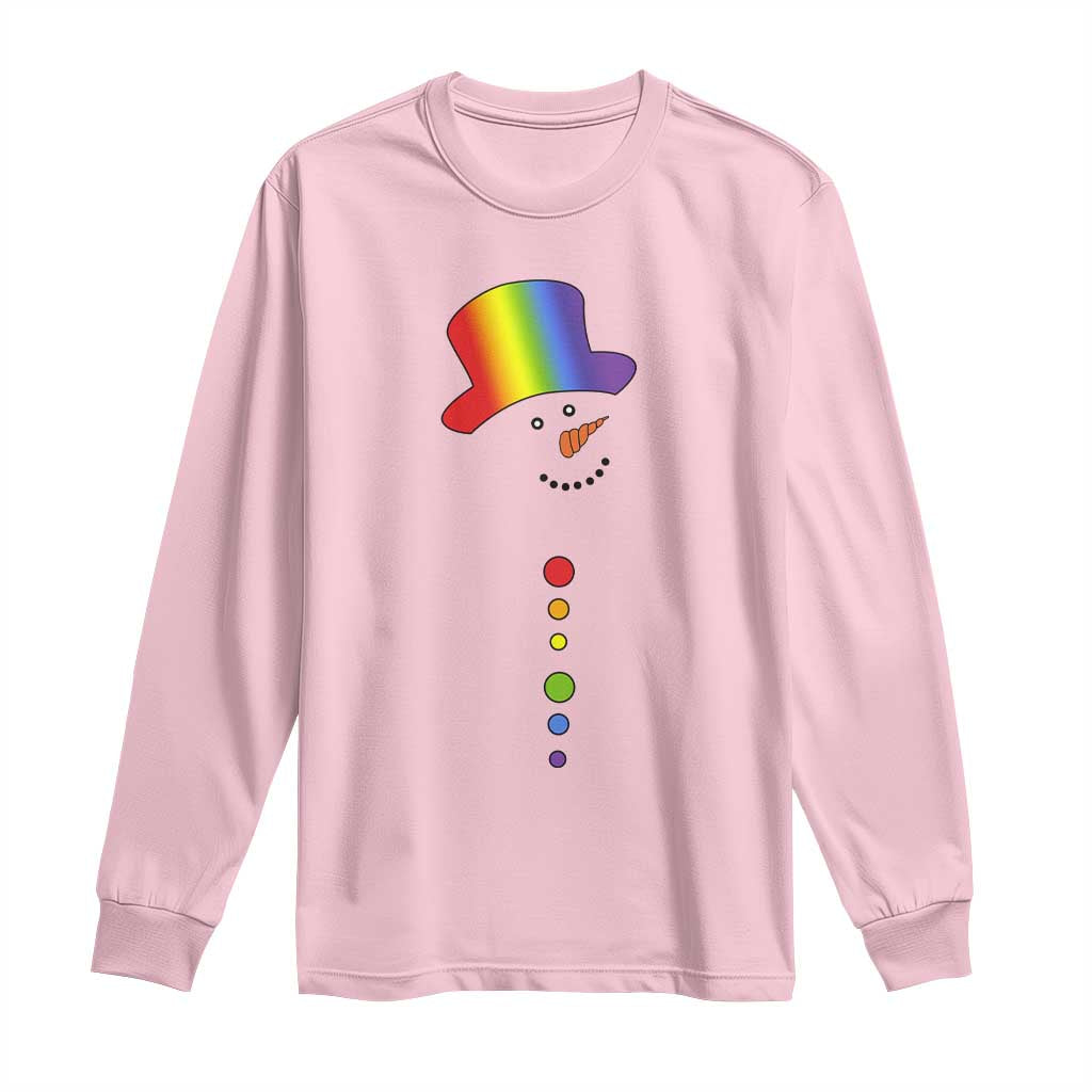 LGBTQ Christmas Long Sleeve Shirt Rainbow Gay Pride Holiday Snowman
