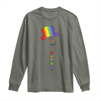 LGBTQ Christmas Long Sleeve Shirt Rainbow Gay Pride Holiday Snowman