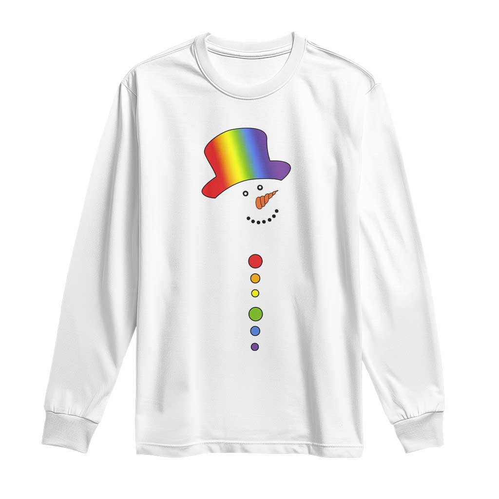 LGBTQ Christmas Long Sleeve Shirt Rainbow Gay Pride Holiday Snowman
