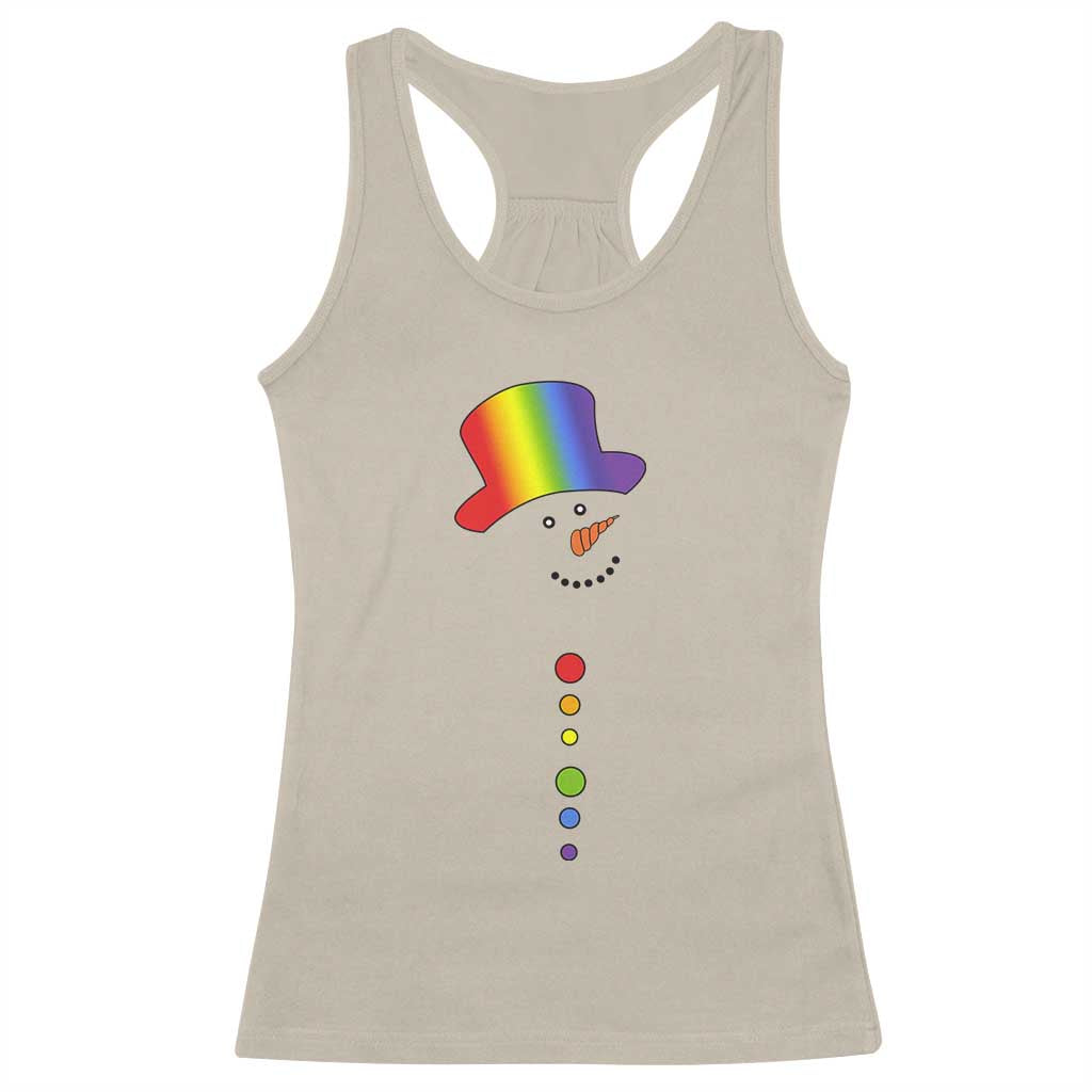 LGBTQ Christmas Racerback Tank Top Rainbow Gay Pride Holiday Snowman