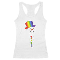 LGBTQ Christmas Racerback Tank Top Rainbow Gay Pride Holiday Snowman
