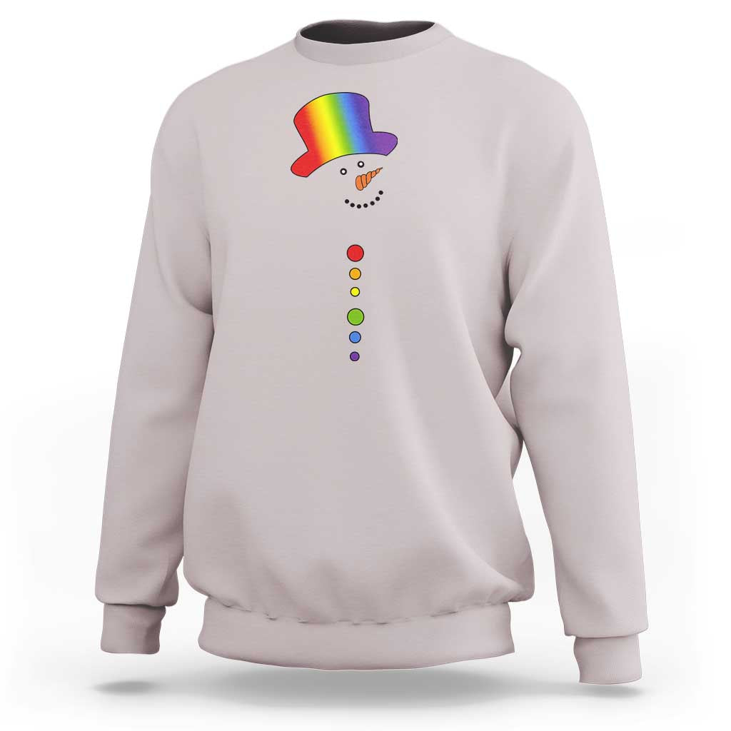 LGBTQ Christmas Sweatshirt Rainbow Gay Pride Holiday Snowman - Wonder Print Shop