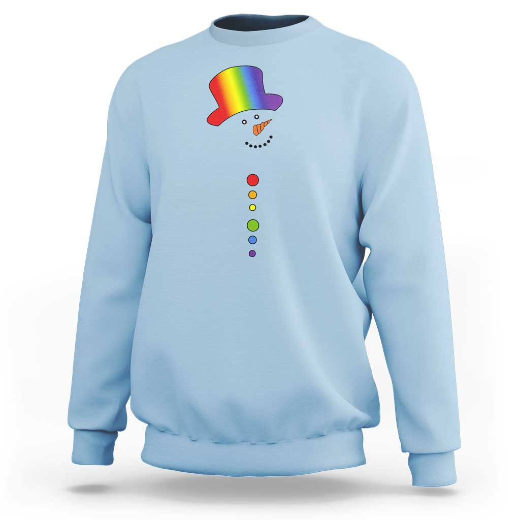 LGBTQ Christmas Sweatshirt Rainbow Gay Pride Holiday Snowman - Wonder Print Shop