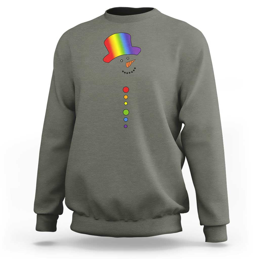 LGBTQ Christmas Sweatshirt Rainbow Gay Pride Holiday Snowman - Wonder Print Shop