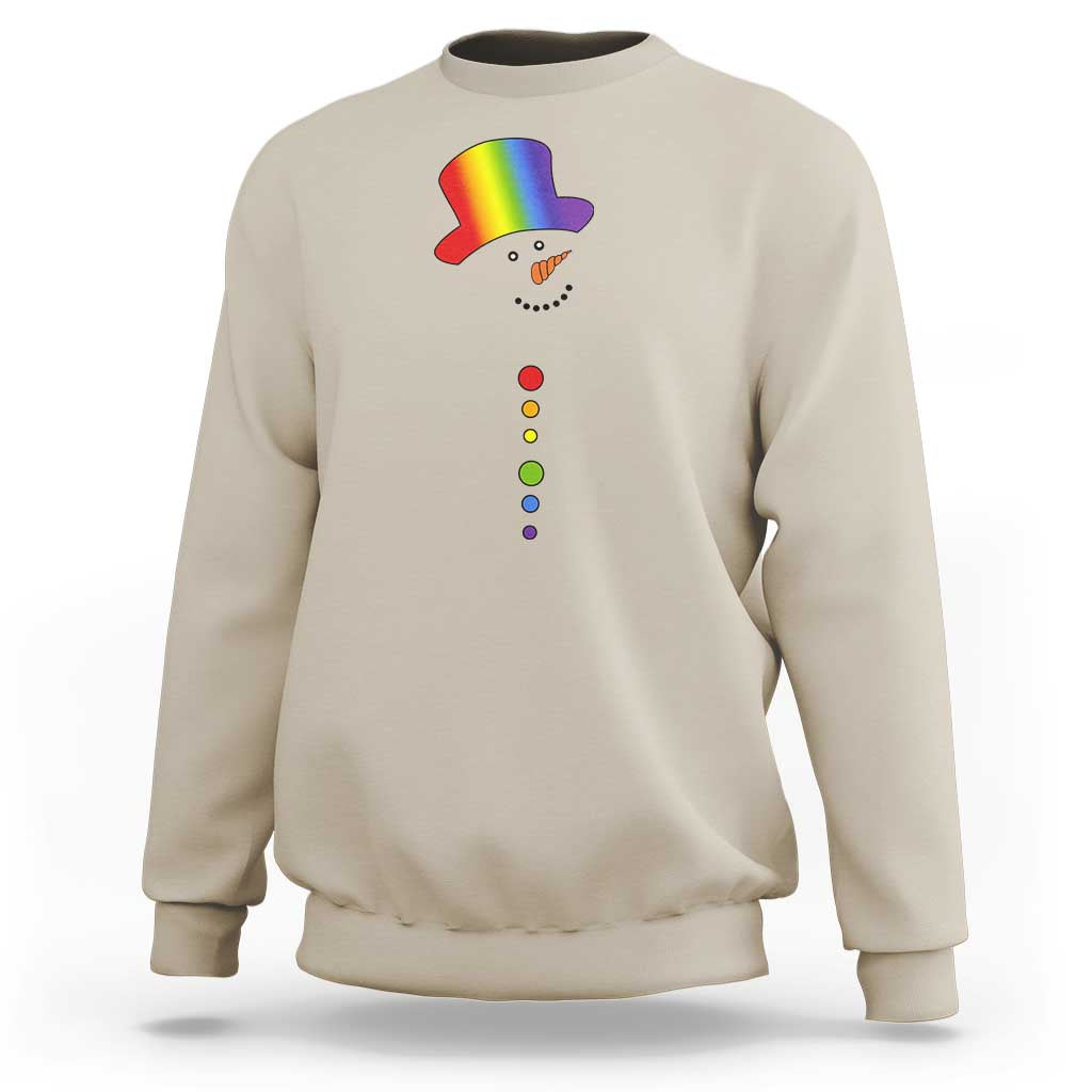 LGBTQ Christmas Sweatshirt Rainbow Gay Pride Holiday Snowman - Wonder Print Shop