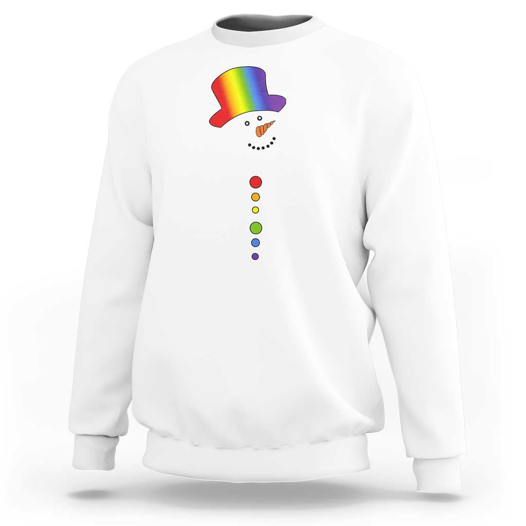 LGBTQ Christmas Sweatshirt Rainbow Gay Pride Holiday Snowman - Wonder Print Shop