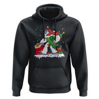 Funny Bigfoot Christmas Hoodie Believe Winter Yeti Santa Hat Sasquatch Loves Xmas Tree Lights