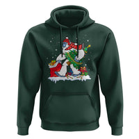 Funny Bigfoot Christmas Hoodie Believe Winter Yeti Santa Hat Sasquatch Loves Xmas Tree Lights