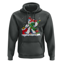 Funny Bigfoot Christmas Hoodie Believe Winter Yeti Santa Hat Sasquatch Loves Xmas Tree Lights