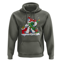 Funny Bigfoot Christmas Hoodie Believe Winter Yeti Santa Hat Sasquatch Loves Xmas Tree Lights