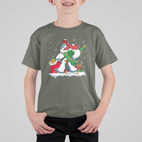 Funny Bigfoot Christmas T Shirt For Kid Believe Winter Yeti Santa Hat Sasquatch Loves Xmas Tree Lights - Wonder Print Shop
