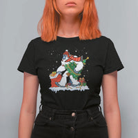 Funny Bigfoot Christmas T Shirt For Women Believe Winter Yeti Santa Hat Sasquatch Loves Xmas Tree Lights - Wonder Print Shop