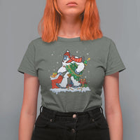 Funny Bigfoot Christmas T Shirt For Women Believe Winter Yeti Santa Hat Sasquatch Loves Xmas Tree Lights - Wonder Print Shop