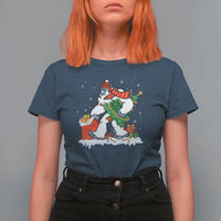 Funny Bigfoot Christmas T Shirt For Women Believe Winter Yeti Santa Hat Sasquatch Loves Xmas Tree Lights - Wonder Print Shop