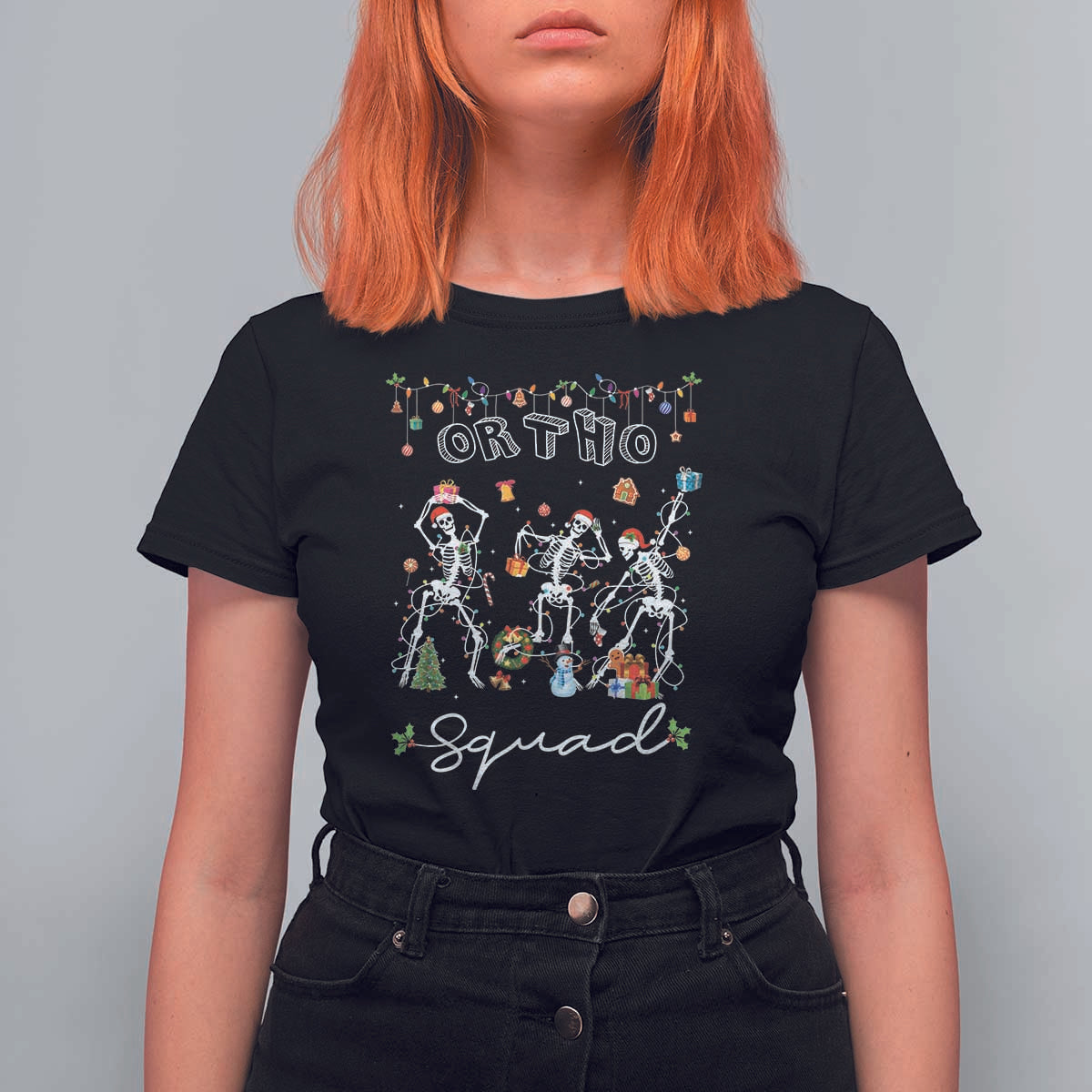 Ortho Nurse Doctor Christmas T Shirt For Women Skeletons Orthopedics Nurse Rn Crew - Wonder Print Shop