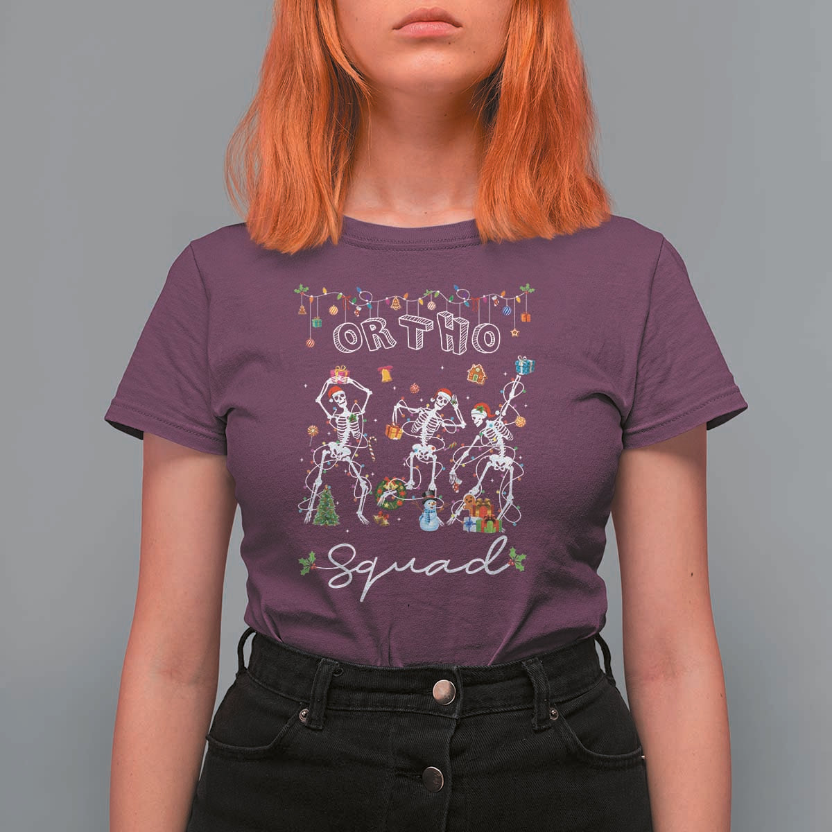 Ortho Nurse Doctor Christmas T Shirt For Women Skeletons Orthopedics Nurse Rn Crew - Wonder Print Shop