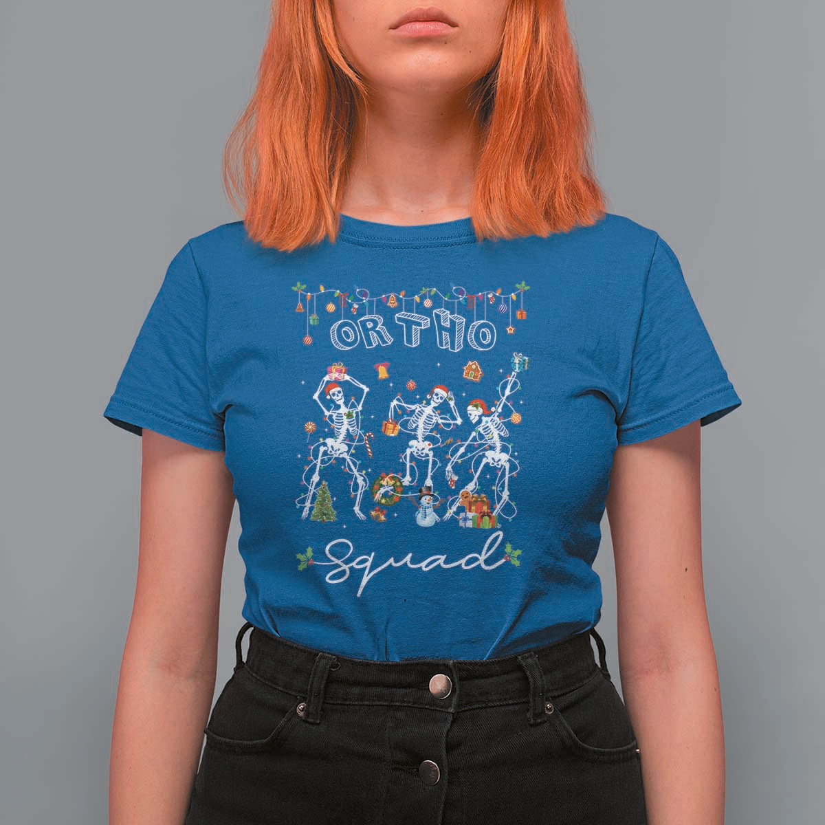 Ortho Nurse Doctor Christmas T Shirt For Women Skeletons Orthopedics Nurse Rn Crew - Wonder Print Shop