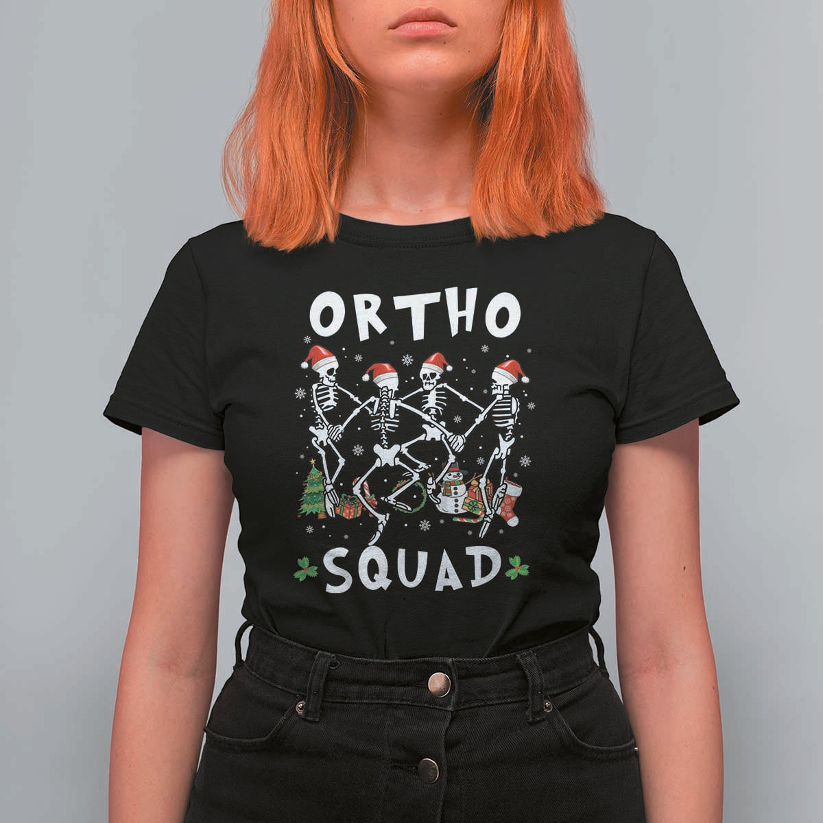 Funny Christmas Ortho Nurse T Shirt For Women Xmas Dancing Skeleton Orthopedics PICU Icu Nurse Rn Crew - Wonder Print Shop