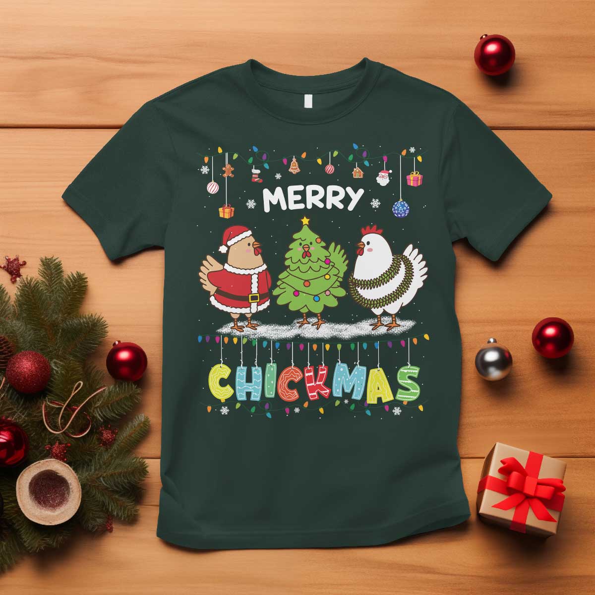 Christmas Chickens T Shirt Lover Gift Farm Gift Merry Chickmas - Wonder Print Shop