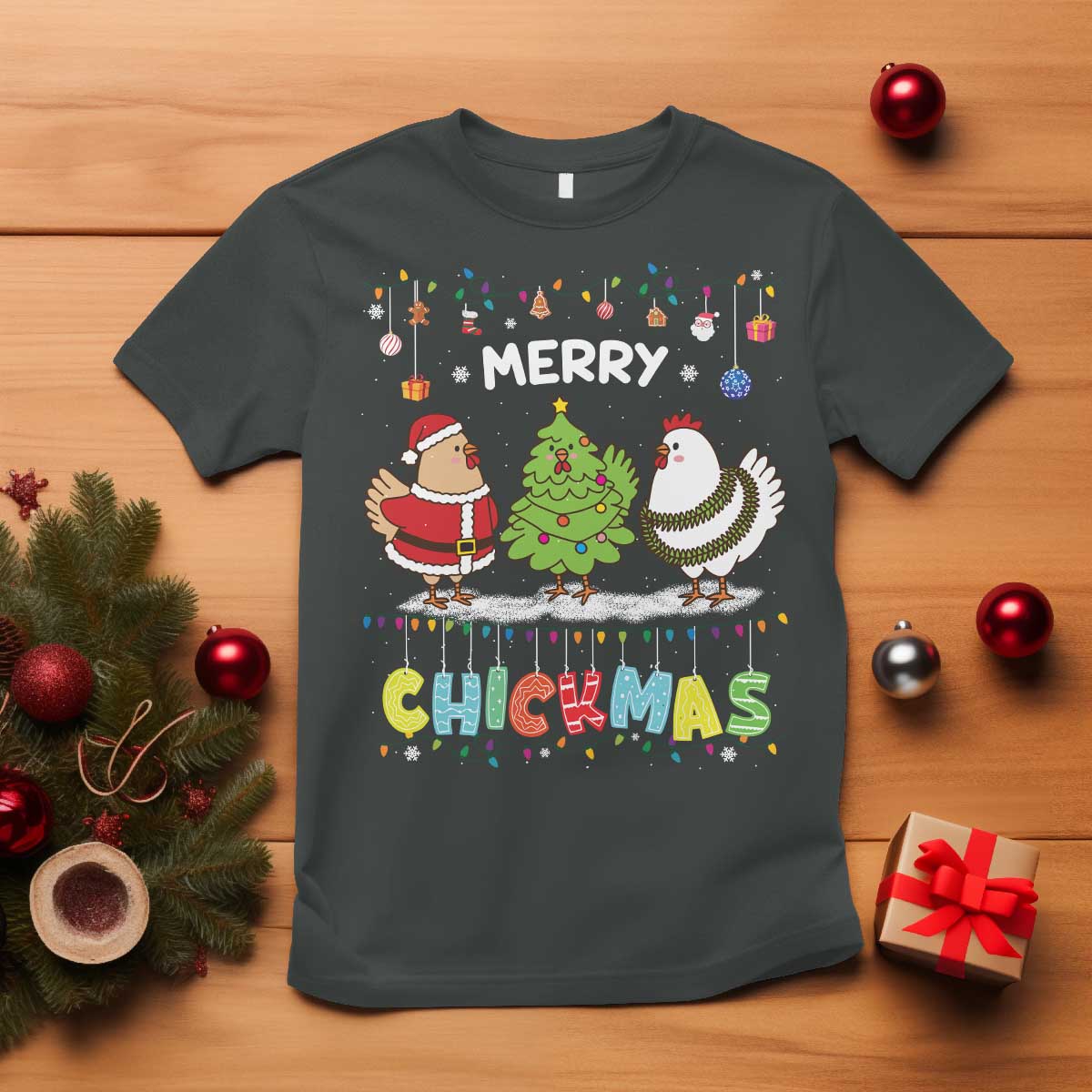 Christmas Chickens T Shirt Lover Gift Farm Gift Merry Chickmas - Wonder Print Shop