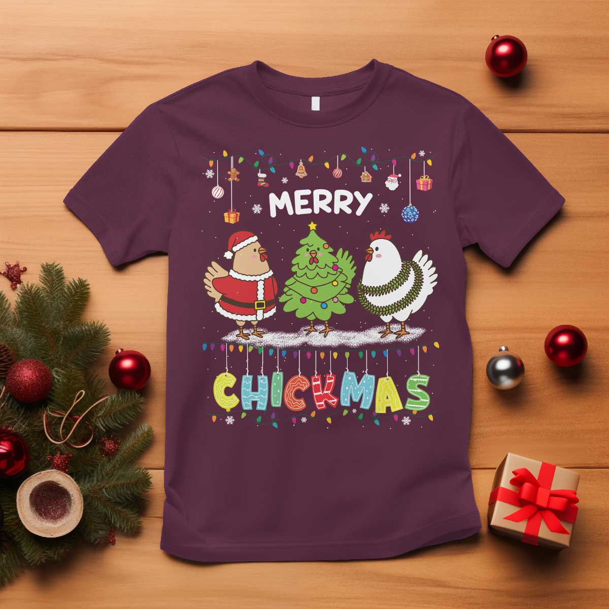 Christmas Chickens T Shirt Lover Gift Farm Gift Merry Chickmas - Wonder Print Shop