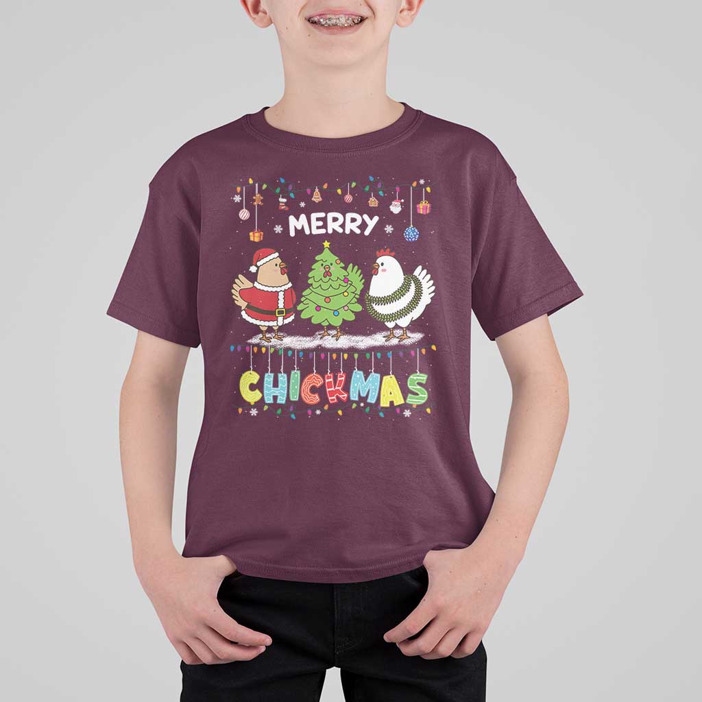 Christmas Chickens T Shirt For Kid Lover Gift Farm Gift Merry Chickmas - Wonder Print Shop