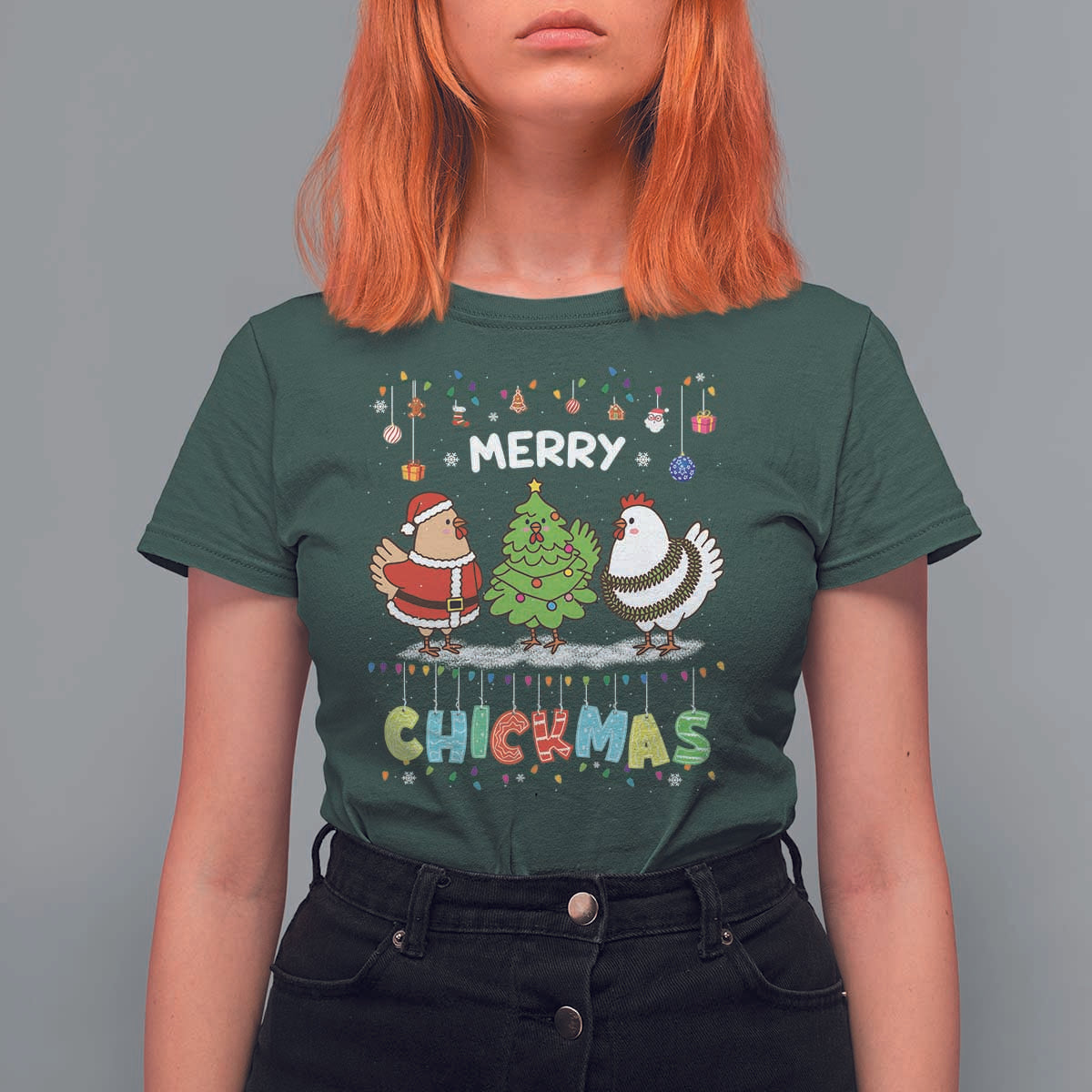 Christmas Chickens T Shirt For Women Lover Gift Farm Gift Merry Chickmas - Wonder Print Shop