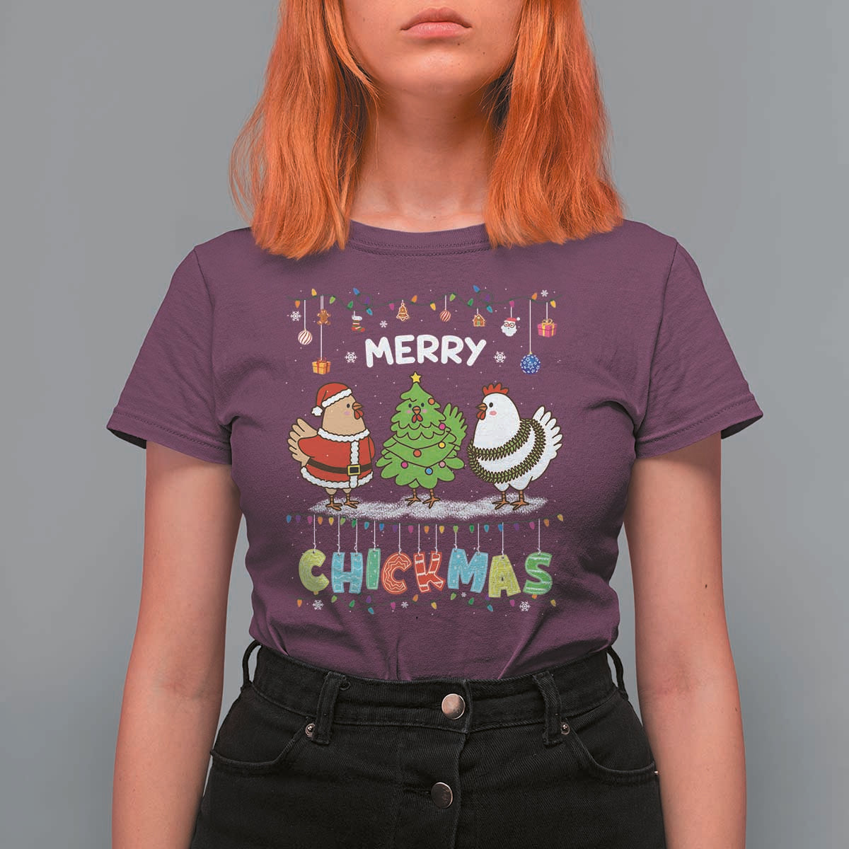 Christmas Chickens T Shirt For Women Lover Gift Farm Gift Merry Chickmas - Wonder Print Shop