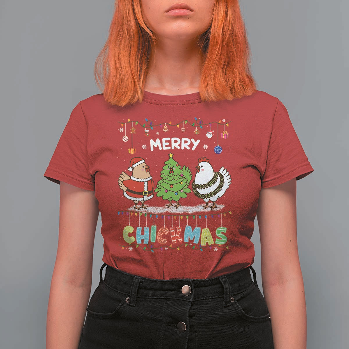 Christmas Chickens T Shirt For Women Lover Gift Farm Gift Merry Chickmas - Wonder Print Shop