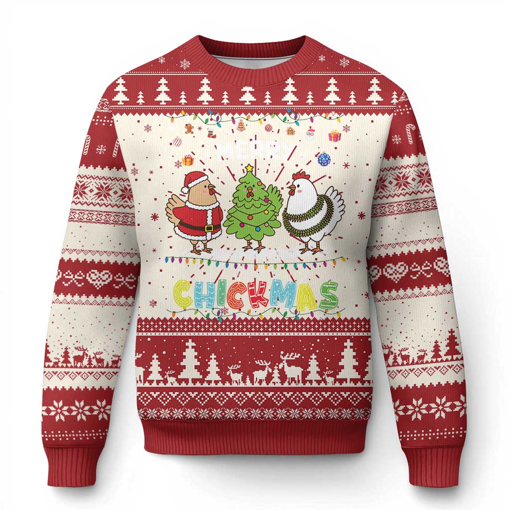 Chickens Ugly Christmas Sweater Lover Gift Farm Gift Merry Chickmas - Wonder Print Shop