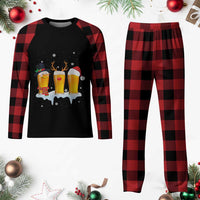 Funny Beer Plaid Pajama Set Reindeer Santa Drinking Lovers - Wonder Print Shop