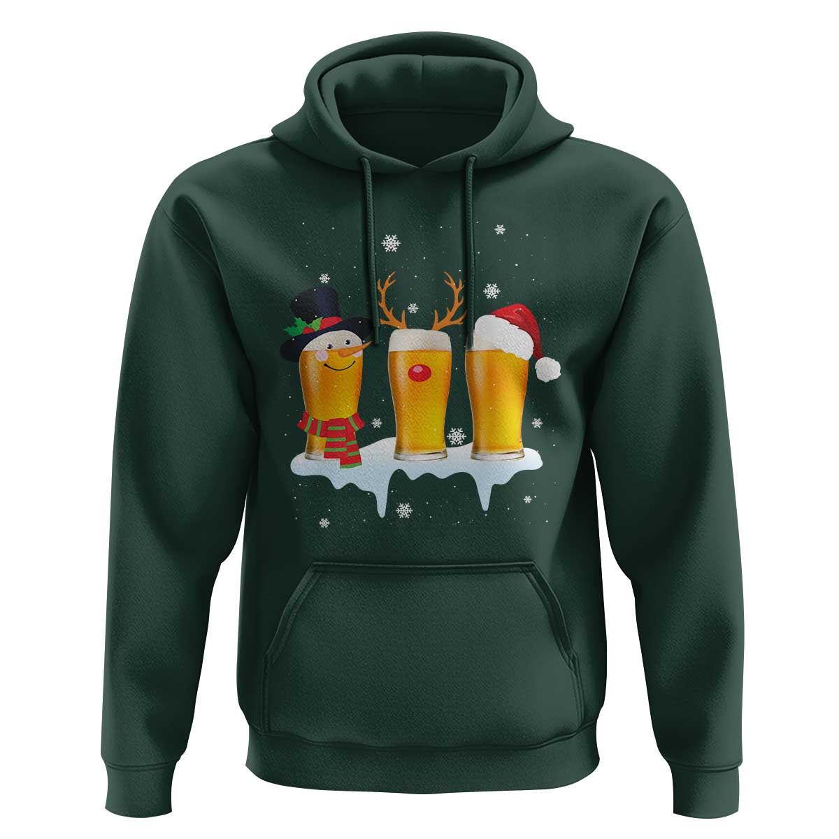 Funny Christmas Beer Hoodie Reindeer Santa Drinking Lovers