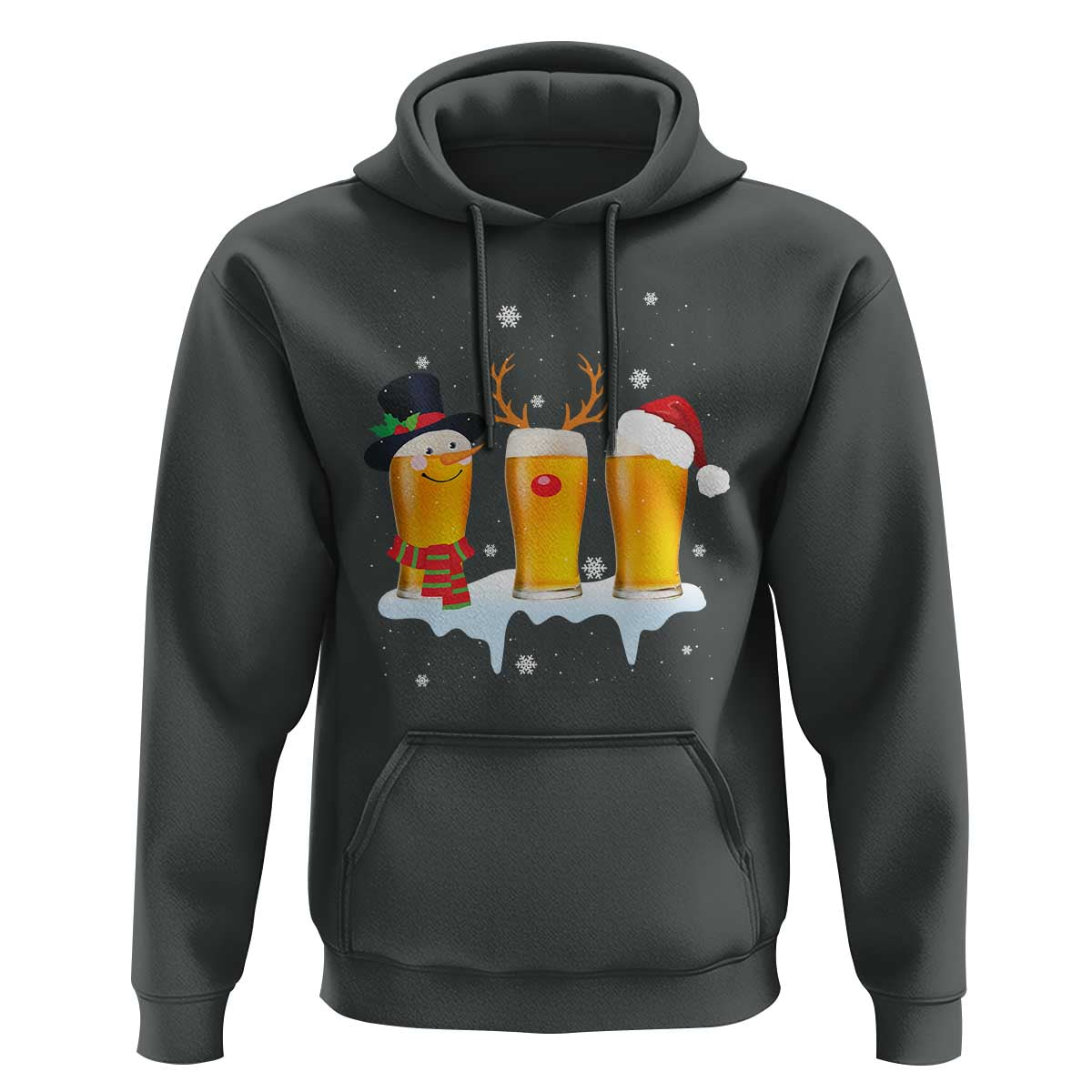 Funny Christmas Beer Hoodie Reindeer Santa Drinking Lovers