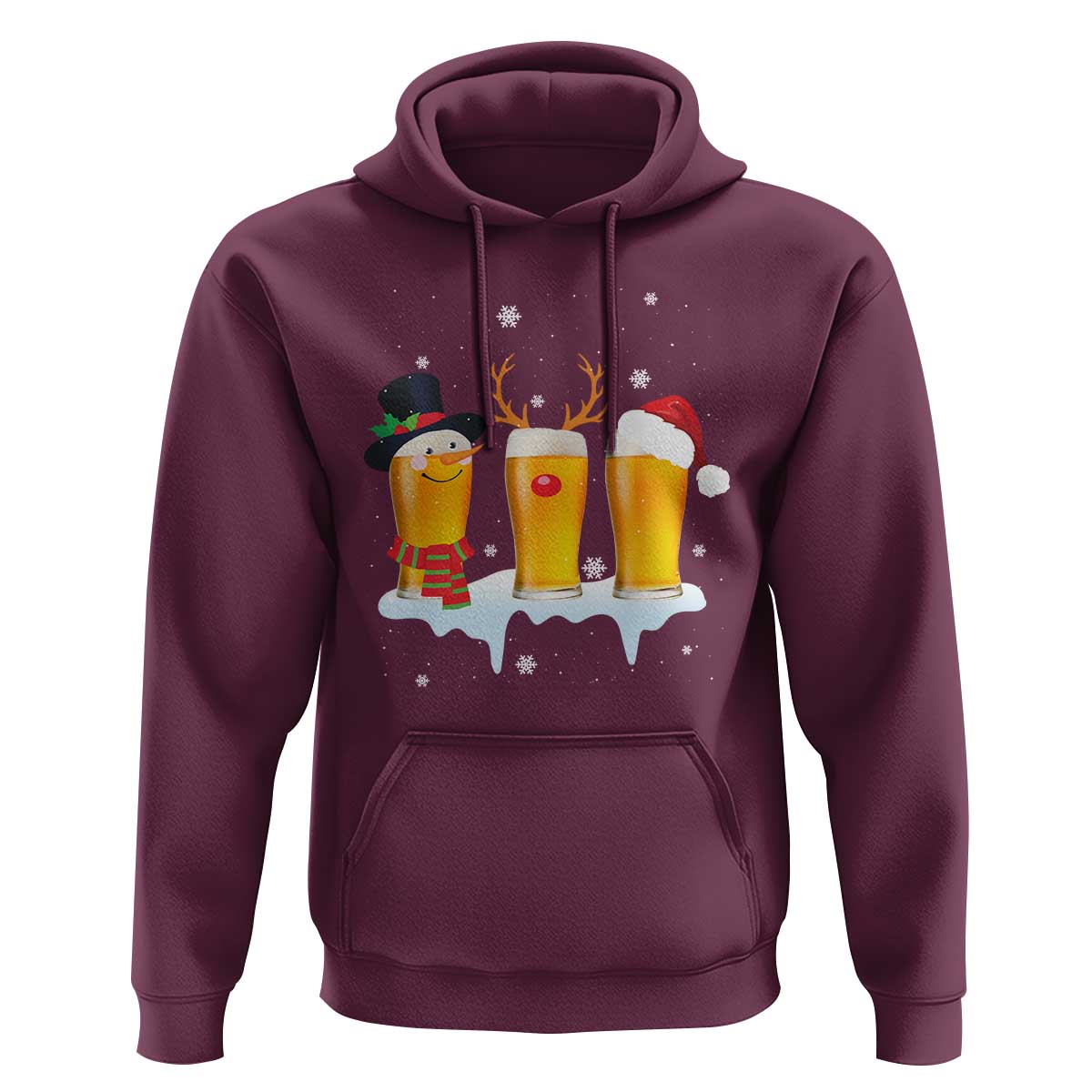 Funny Christmas Beer Hoodie Reindeer Santa Drinking Lovers