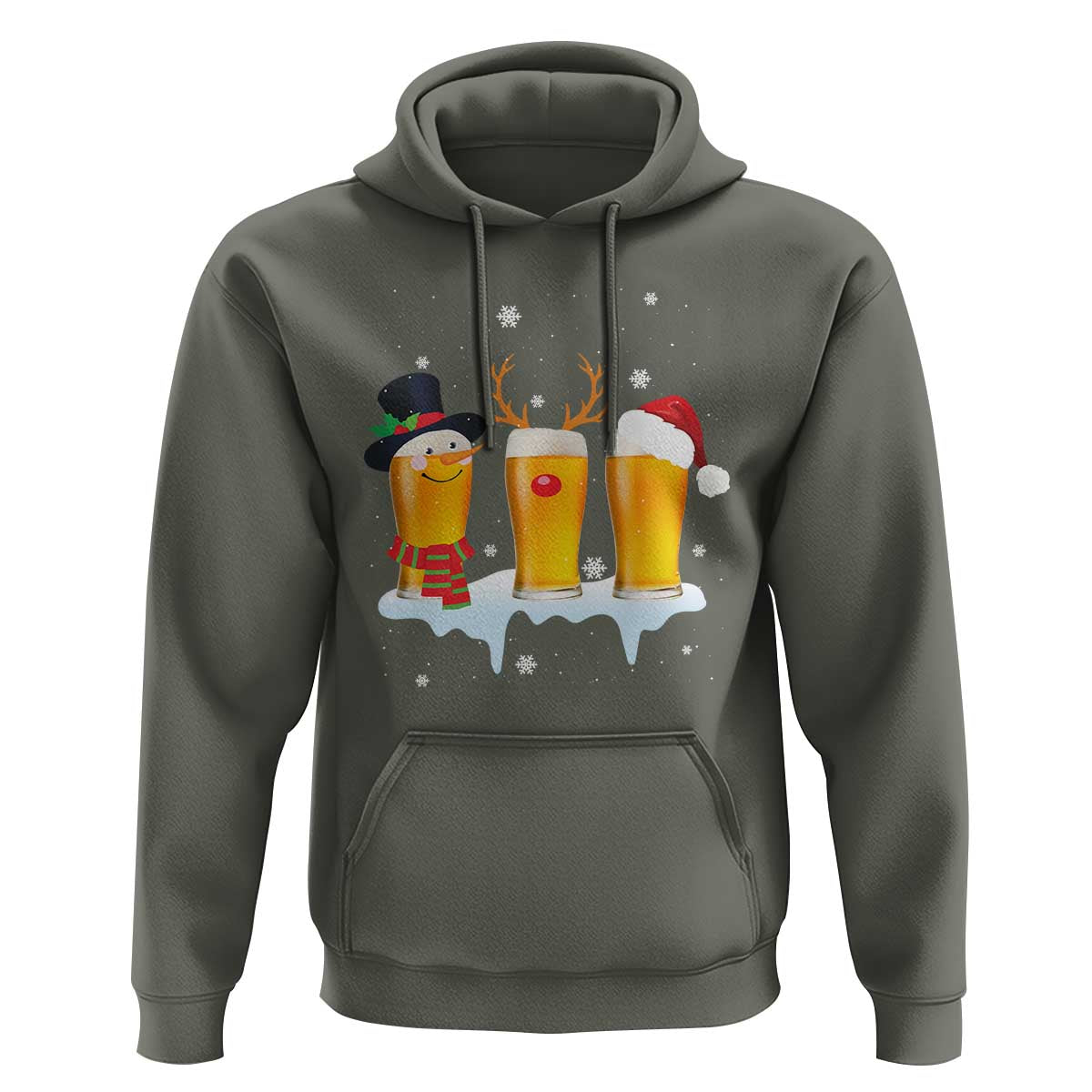 Funny Christmas Beer Hoodie Reindeer Santa Drinking Lovers