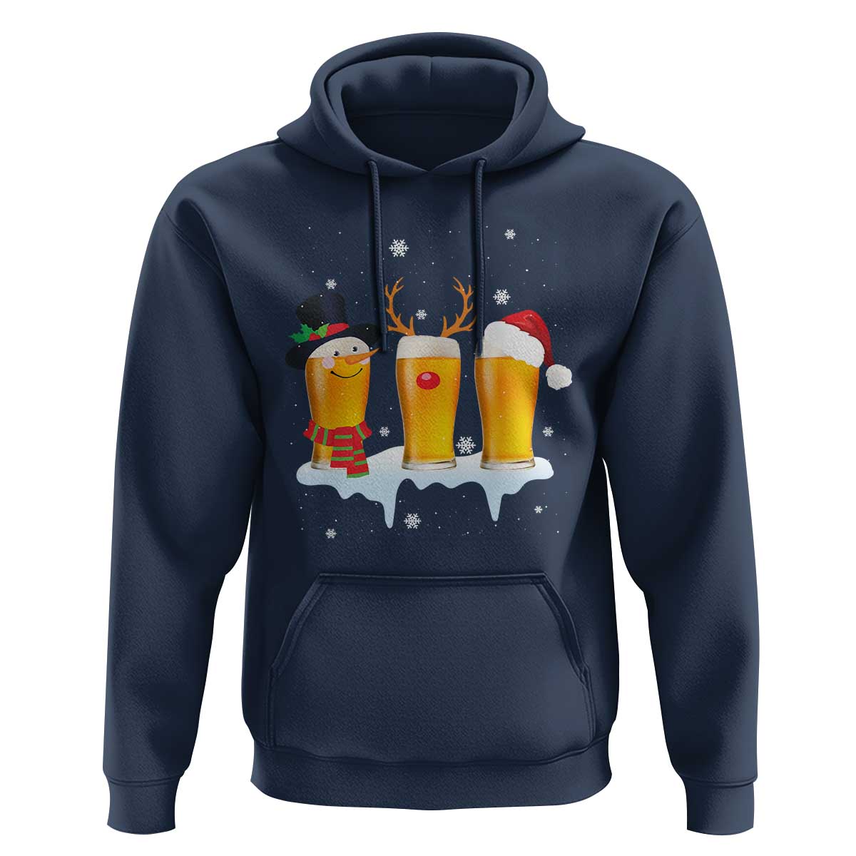 Funny Christmas Beer Hoodie Reindeer Santa Drinking Lovers