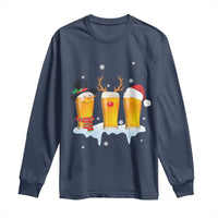 Funny Christmas Beer Long Sleeve Shirt Reindeer Santa Drinking Lovers