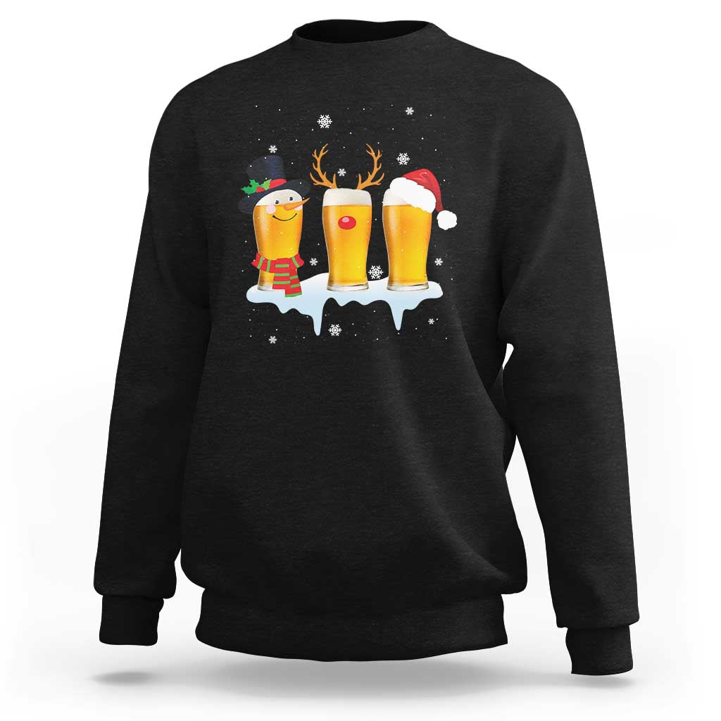 Funny Christmas Beer Sweatshirt Reindeer Santa Drinking Lovers - Wonder Print Shop