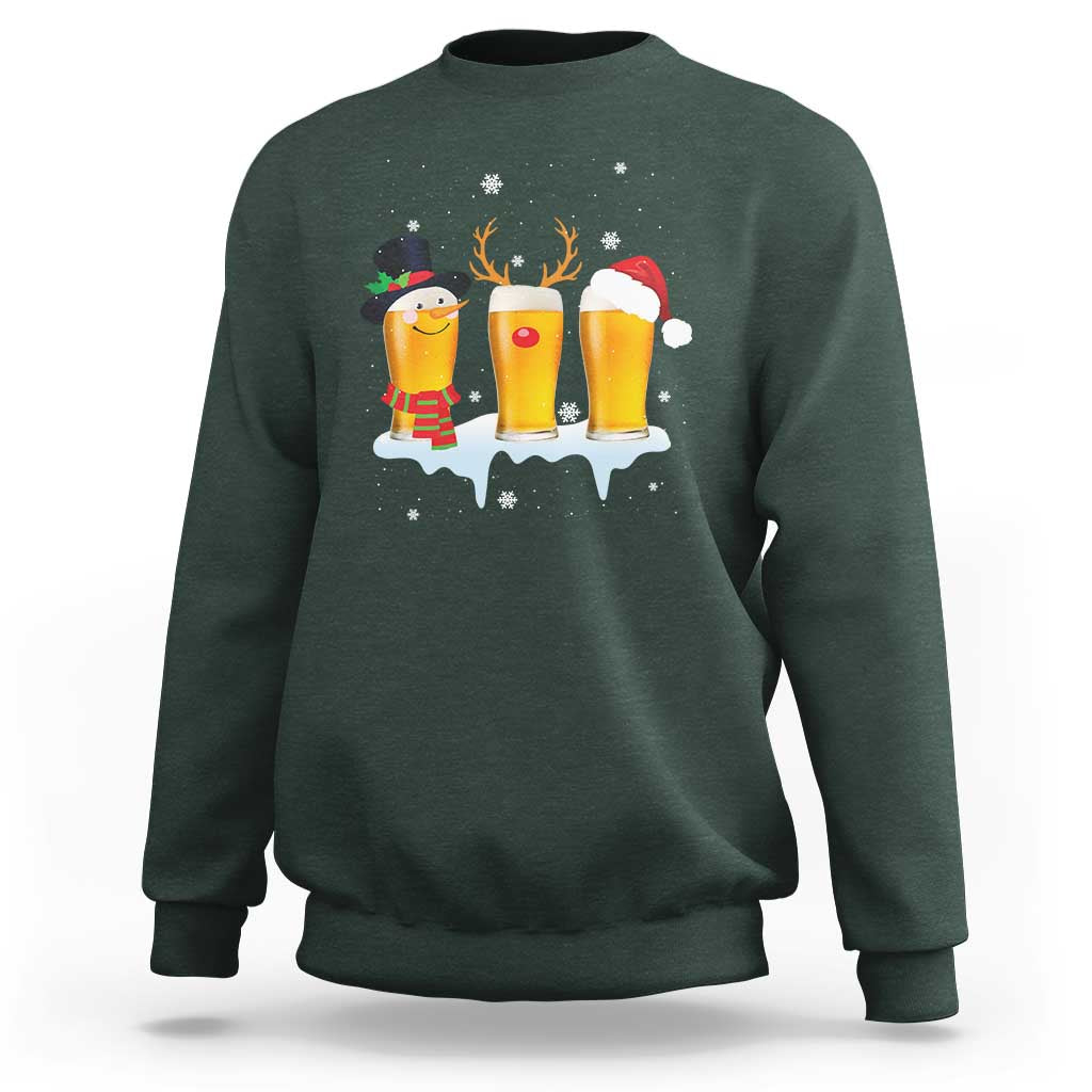 Funny Christmas Beer Sweatshirt Reindeer Santa Drinking Lovers - Wonder Print Shop