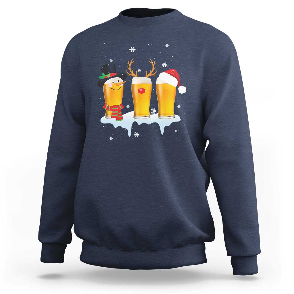 Funny Christmas Beer Sweatshirt Reindeer Santa Drinking Lovers - Wonder Print Shop