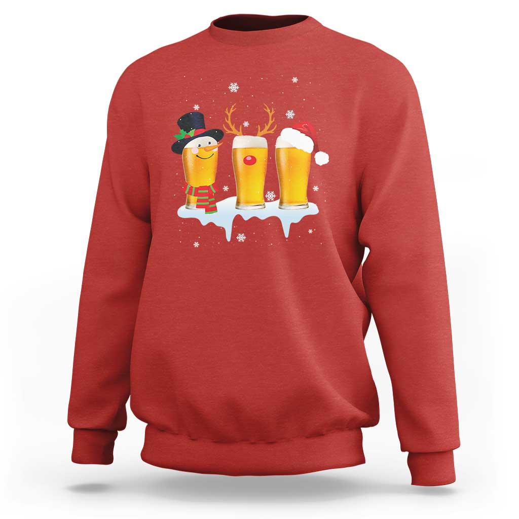 Funny Christmas Beer Sweatshirt Reindeer Santa Drinking Lovers - Wonder Print Shop