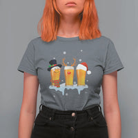 Funny Christmas Beer T Shirt For Women Reindeer Santa Drinking Lovers - Wonder Print Shop