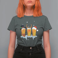 Funny Christmas Beer T Shirt For Women Reindeer Santa Drinking Lovers - Wonder Print Shop
