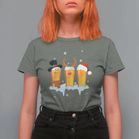 Funny Christmas Beer T Shirt For Women Reindeer Santa Drinking Lovers - Wonder Print Shop