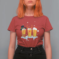 Funny Christmas Beer T Shirt For Women Reindeer Santa Drinking Lovers - Wonder Print Shop