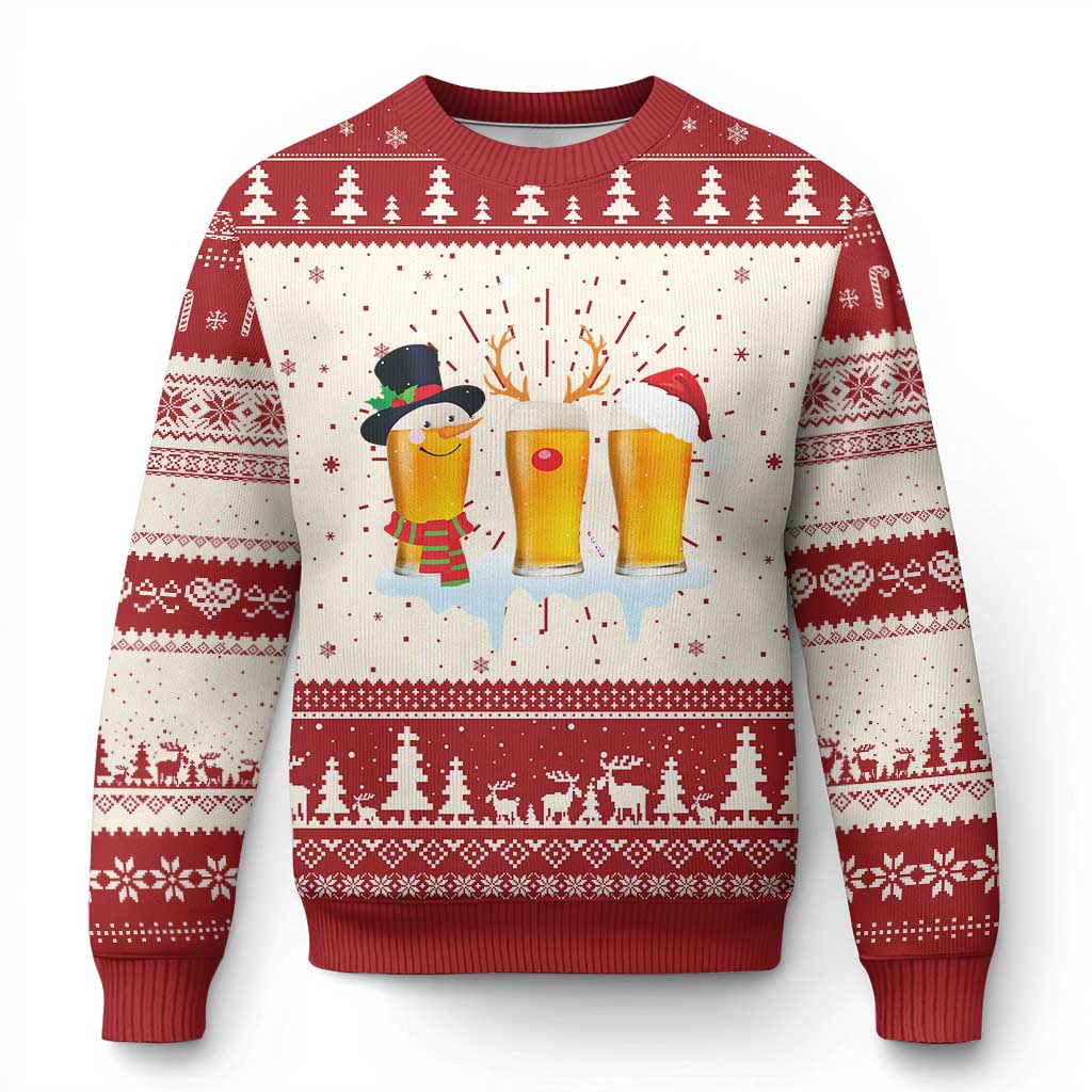 Funny Beer Ugly Christmas Sweater Reindeer Santa Drinking Lovers - Wonder Print Shop