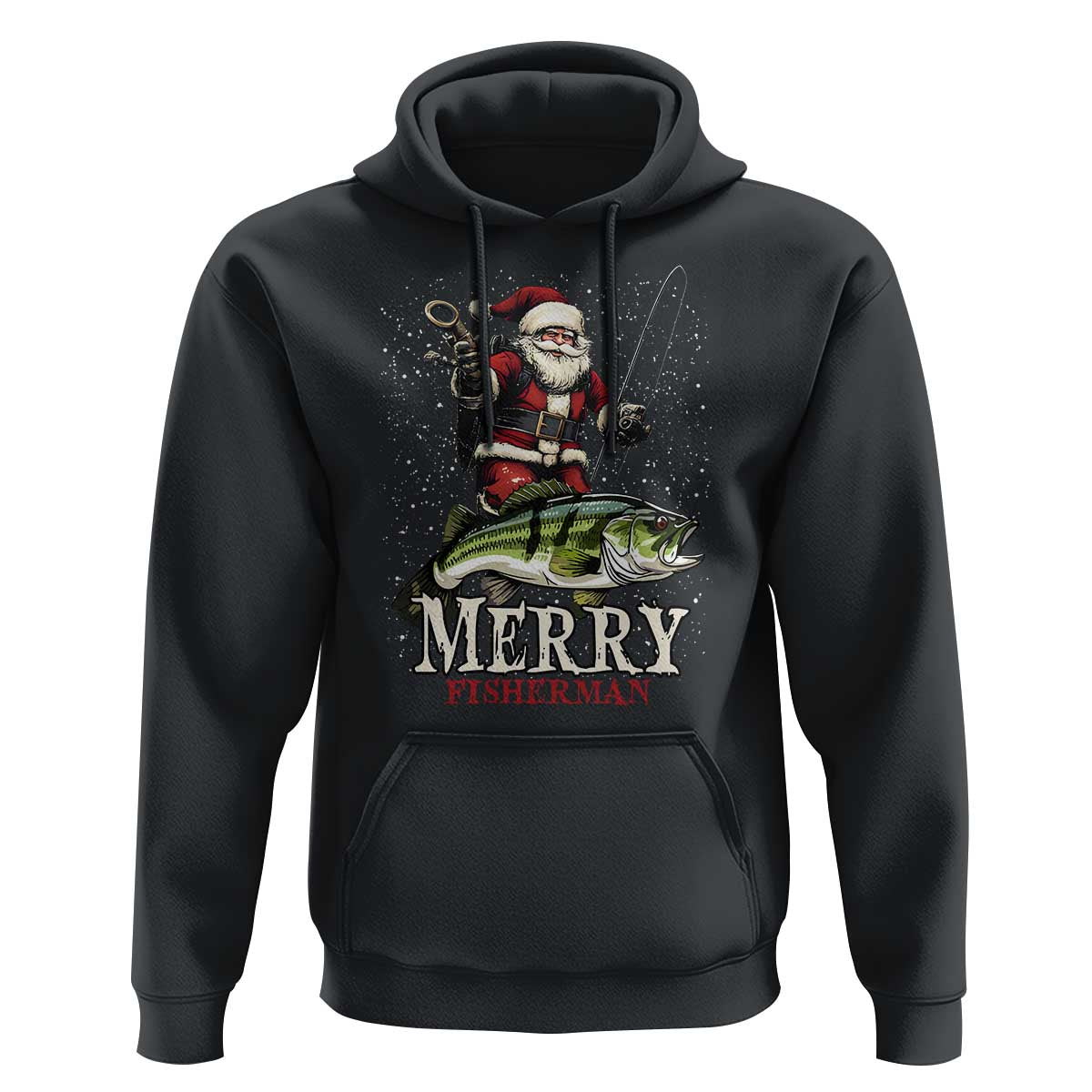 Fishing Christmas Gifts Hoodie Merry Fisherman Santa Claus Fish Fishing Rod