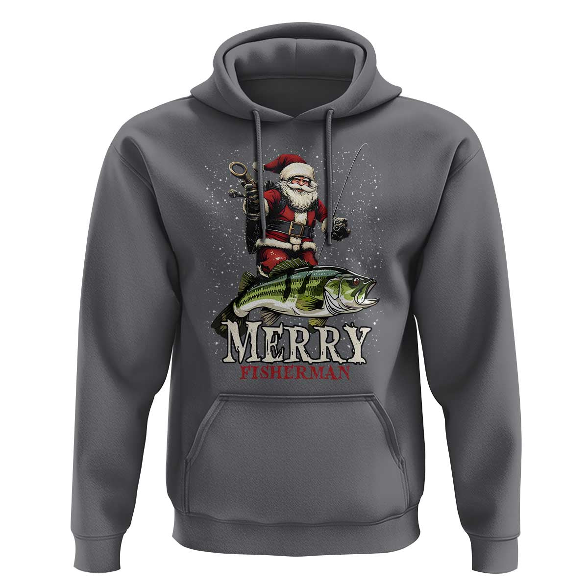 Fishing Christmas Gifts Hoodie Merry Fisherman Santa Claus Fish Fishing Rod