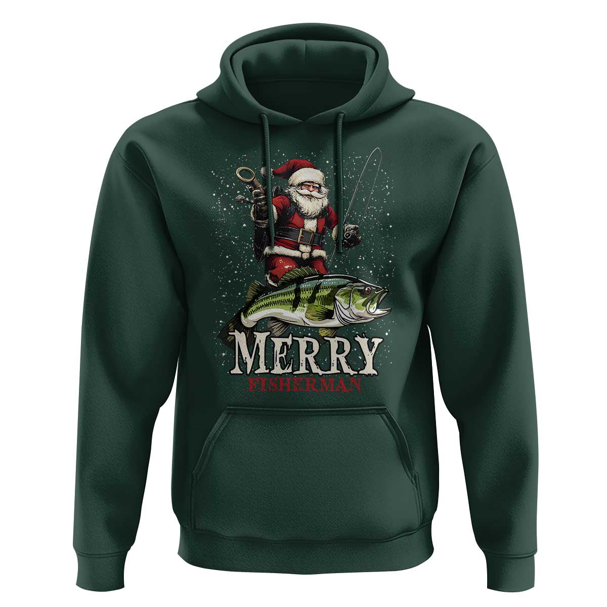 Fishing Christmas Gifts Hoodie Merry Fisherman Santa Claus Fish Fishing Rod